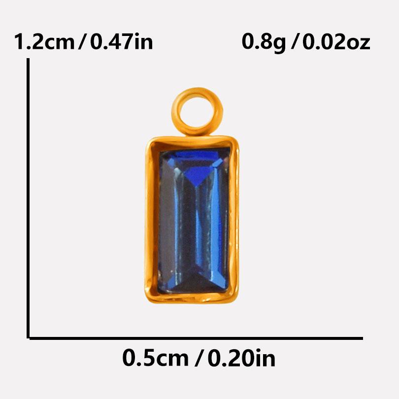6pcs Rectangle Geometric Crystal Pendants Stainless Steel Charms For Jewelry Making Supplies Metal Rhinestone Charm DIY Bracelet
