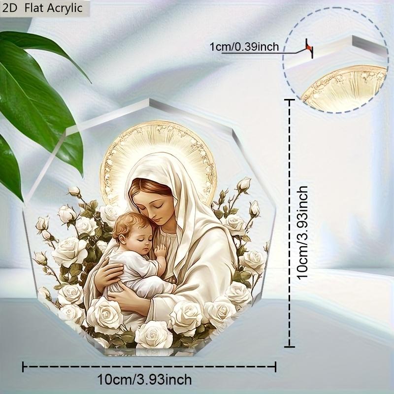 2D Flat "Nativity Scene" Acrylic Desk Decor Plaque, Mary & Jesus, Suitable for Wall Decoration, Porch, Room, Villa, Accents Home, Hallway, or Workplac