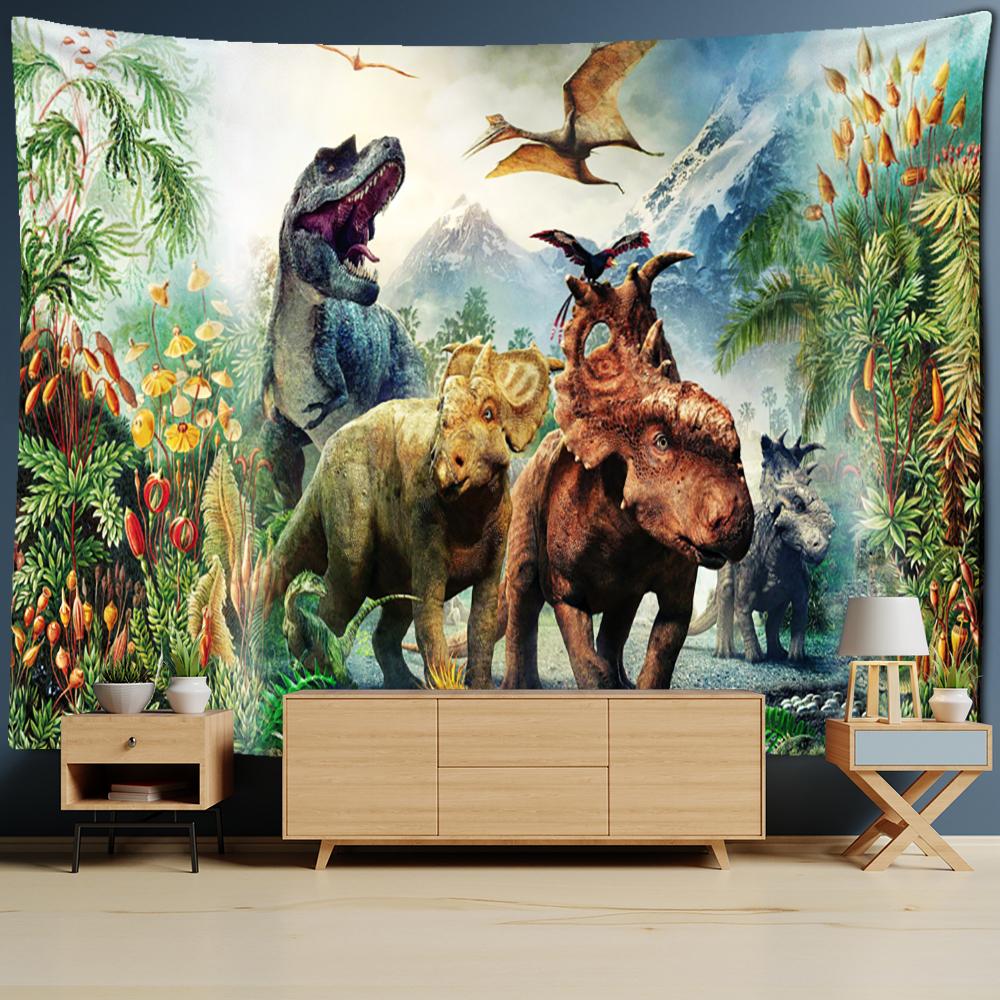 Antike Retro Dinosaurier Wandbehang Tapisserie Hippie Psychedelic Hexerei Tapez Kunst Tier Home Decor