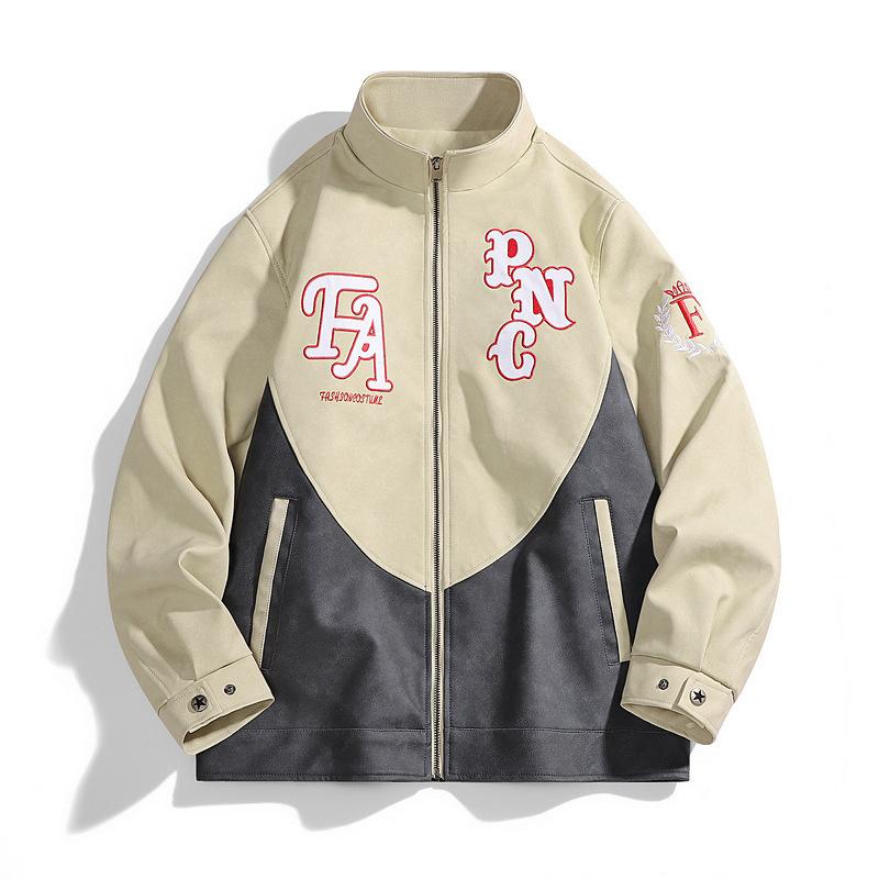 PU Stand-up Collar Jacket Teen Casual Loose Versatile Couple Jacket Leather Jacket