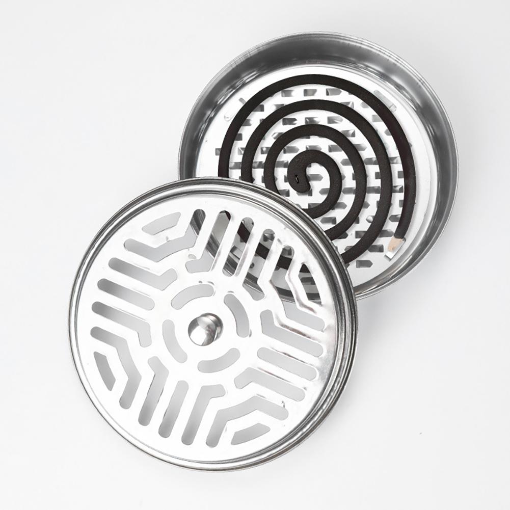 Portable Stainless Steel Mosquito Coil Holder With Cover Fireproof Rustproof Reusable Mosquito Repellent Box Mosquito Coil Tray Home Camping Outdoor