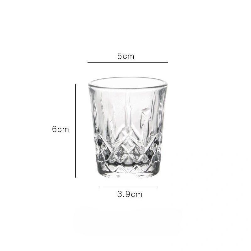 4pcs Wine Glass Set Glass Small Baijiu Liquor Cups One Mouthful Sake Wine Cup Flowered Ding Cups Imperial Cup Soju SGlass