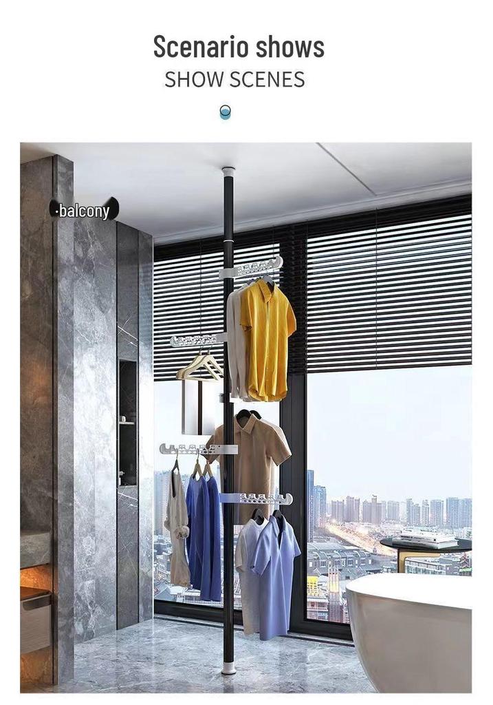 Punch-Free Telescopic Clothes Rack & Hanger for Space-Saving Storage