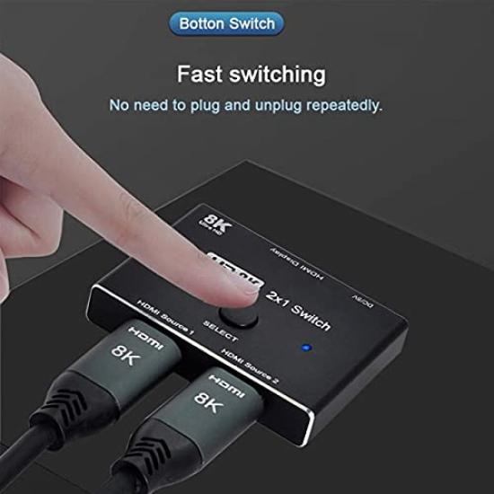 [NFHK] 8K@60hz HDMI 2.1 Switch 2-in-1 Output Hub HDCP SST Extended 4K@60hz