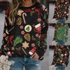 Autumn / Winter 2020 Women's New Christmas Print Round Neck Long Sleeve Fleece Sweater