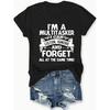 I'm A Multitasker I Can Listen Ignore Letter Print Funny Short Sleeve Graphic Tees T-shirt Black T-shirts