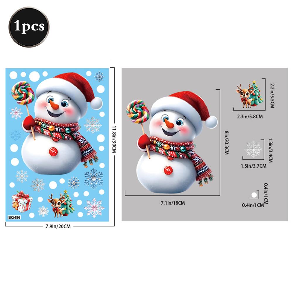2026 Christmas Window Stickers Santa Claus Reindeer Snowmen PVC Static Glass Stickers No Glue Reusable Christmas Home Decoration