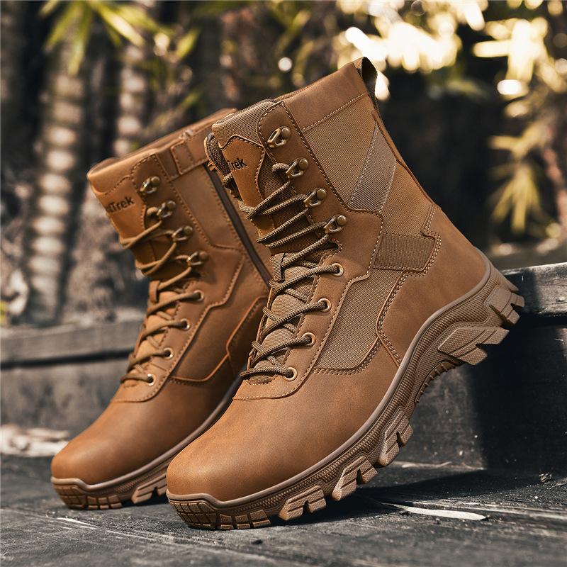 Retro and comfortable new outdoor hiking high-top training non-slip breathable military boots hiking non-slip combat boots