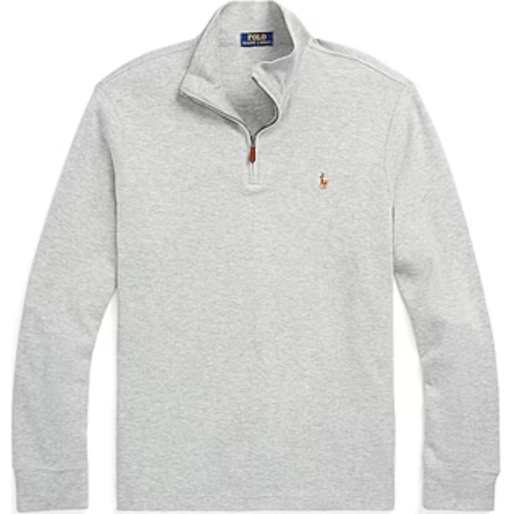 

Polo Ralph Lauren FW22 Свитшот с вышивкой логотипа маленькой пони, трикотажный, на молнии до середины, с длинными рукавами, мужской, серый 710743633-003 XL