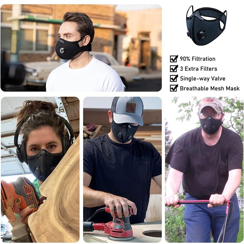 Sturmhauben Gesichtsmaske mit Atemschutz für Männer Frauen Staubdicht Filter Biker Mundschutz Wiederverwendbare Sportmaske