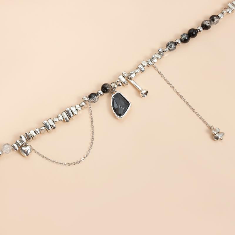

Irregular Beads Chain Choker For Women Elegant Black Heart Pendant Necklace Wedding Party Jewelry Gift