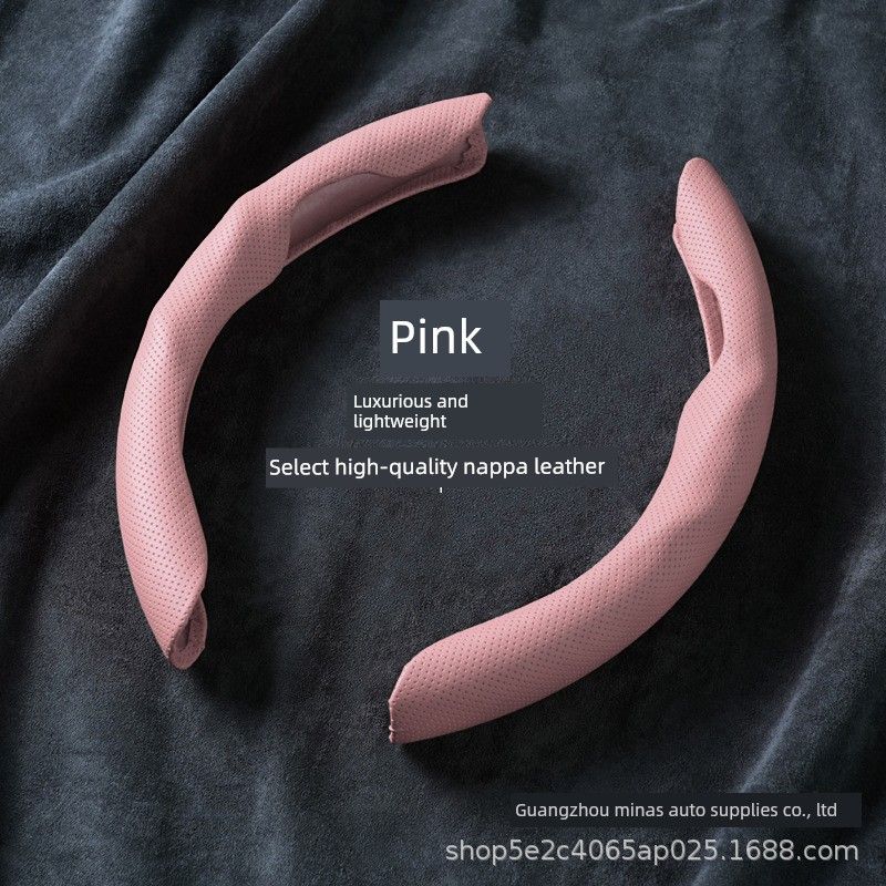 Car Steering Wheel Cover Round/D-Shaped Ultra-Thin Breathable Wear-Resistant Nappa Leather Handle Cover Non-Slip Sports Style Suitable for All Seasons