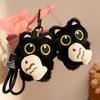 Fish Black Cat Plush Doll Keychain Bib Car Key Ring Cute Doll Bag Pendant  Gifts