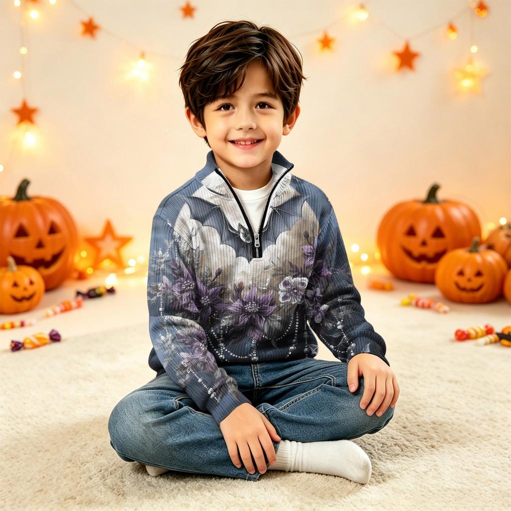 Kids Knit Halloween Print Top for Festive Occasions
