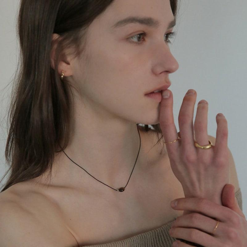 Modernlike Silver 925 Oval Gemstone Silk String Necklace