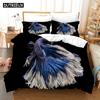 3D Printed Cartoon Fish Photo Chinoiserie Bedding Set Down Quilt Cover With Pillowcase Double Complete  King