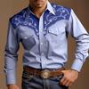 Sommer Herren Western Denim Stil Bedruckt Urlaub Lässig Herren Revers 3D Kurzarmhemd