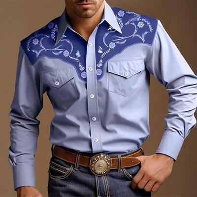 Western Denim Trend Retro Young Men's Punk Digital Printing Double Watch Bag Men's Shirt