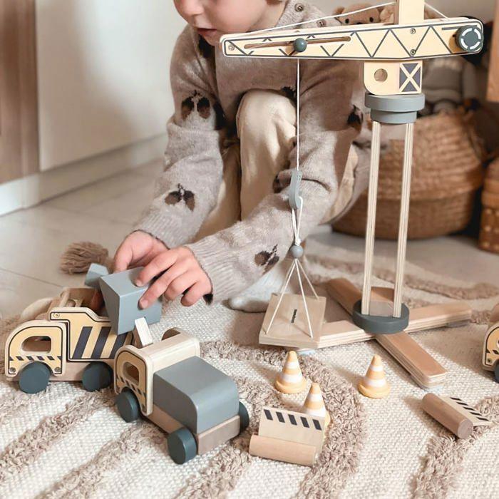 Jeu D'imagination - Mamabrum - Chantier De Construction En Bois - Grue Mobile - Multicolore - 3 Ans Et Plus