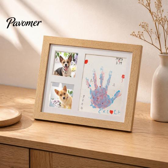 Customized Pet Keepsake Paw Print Commemorative Photo Frame, Dog And Cat Memory Display, Handmade DIY Ink Pad Soft Space Mud Set for Owners