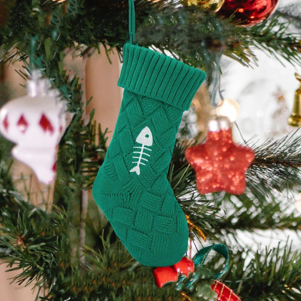 Handmade Knitted Socks Hanging Christmas Tree Pendant Candy Socks  Venue Layout Props