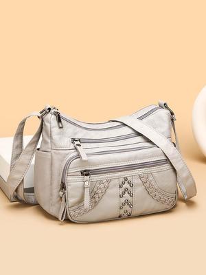 Dámská měkká crossbody taška s více přihrádkami - Všestranná, Ležérní, Velká kapacita