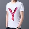 Men's All-match T-shirt Printing 26 English Alphabet Paint Series O-neck Casual Commuting Comfortable Men's Slim Simple Soft Top