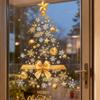 Christmas Window Stickers Large Static DIY Film Removable Golden Christmas Tree Window Decal for Wall Door Mirror Home Workplace