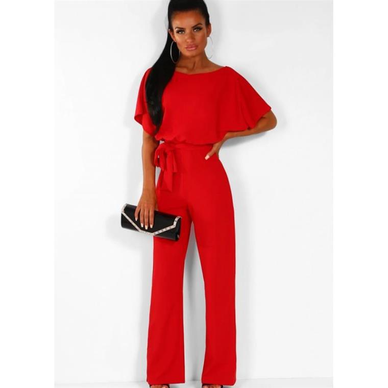 2024 Trendy Women's Summer Button Tie Short Sleeve Jumpsuit