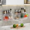 1Pc Wall Mounted Kitchen Storage Basket Durable Wire Storage Rack For Vegetables And Fruits Suitable For Home Organization