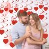 PVC Spiral Party Heart Ornaments, Aluminum Foil Heart Pull Flower Plastic Ceiling Decorations