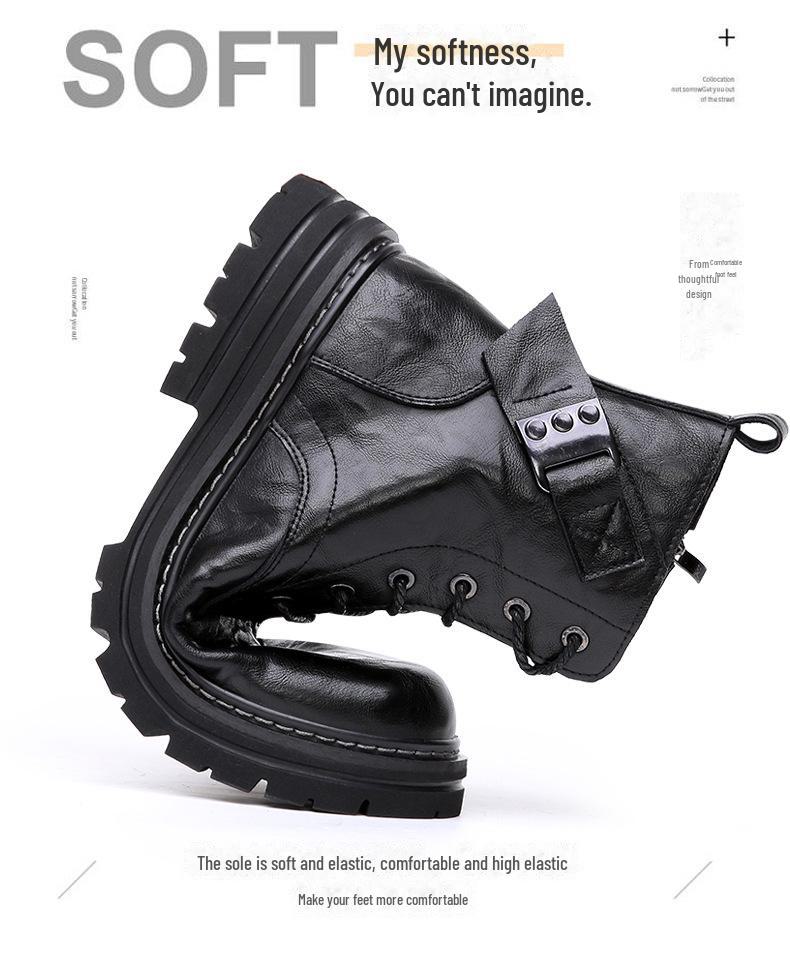 2024 Herr Äkta Läder Vinterstövlar, Brittisk Trendig Retrostil, Plus Sammet Varma Vardagsstövlar