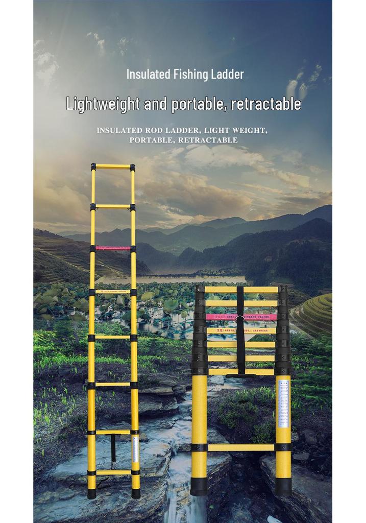 Insulated Telescopic Fiberglass Electrician's Ladder - Thickened & Folding Safety Design