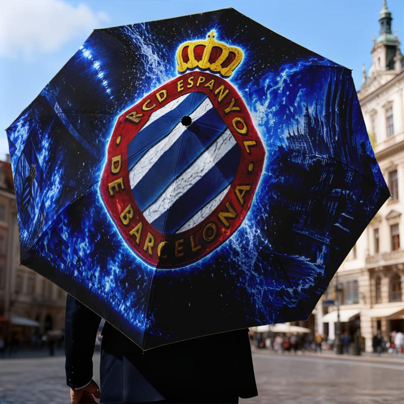 Espanyol Fc Stadium Automatic Folding Umbrella - 8-Rib Travel Umbrella with Auto Open/Close & Portable Gifts for Holidays or Birthdays