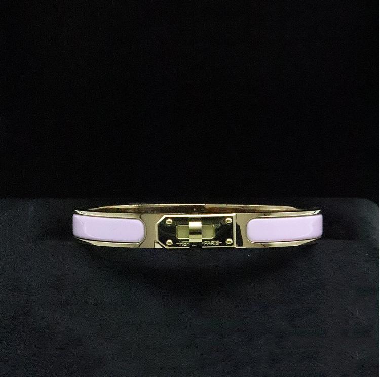 Pulsera de Esmalte con Hebilla de Anillo de 8 mm, Pulsera de Nuevo Estilo Moderna y Versátil Gold 19 # rosa claro