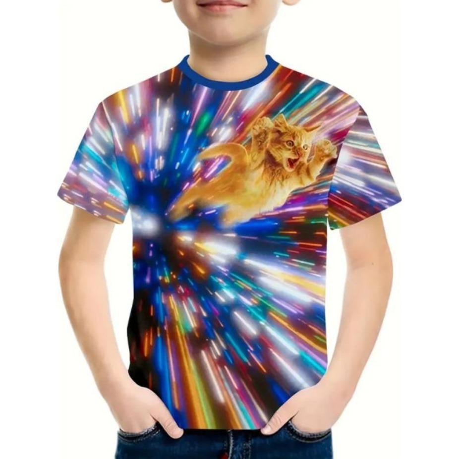 

Детские футболки с круглым вырезом, топы, полиэстер, повседневная спортивная одежда, удобные футболки, футболка с 3D-принтом и коротким рукавом 170 жёлтый