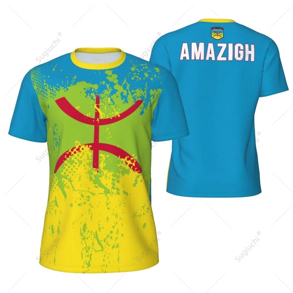 AMAZIGH Flagge 3D-Druck Sport Schnelltrocknend Atmungsaktiv Herren T-Shirt Outdoor Fußballtrikot Team Kurzarm Eltern-Kind Oberteil Kleidung