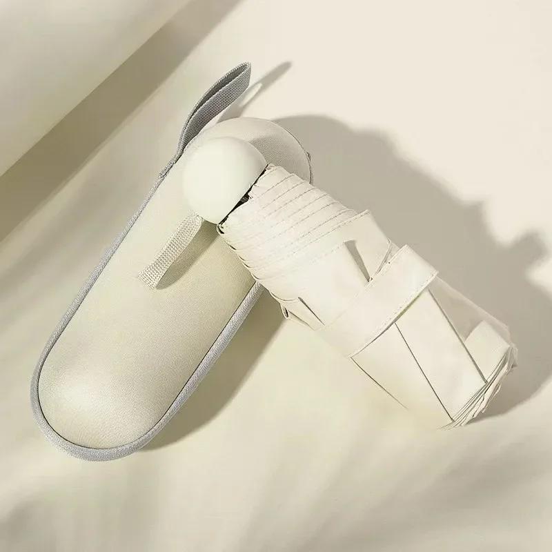 

Зонт-капсула, портативный мини-зонт от солнца, солнцезащитный экран, дождевик, черная ручка из резинового сплава, складной, для солнца и дождя, двойного назначения