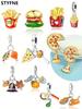 Pingentes Prata Comida Deliciosa Pizza Frango Assado Contas Para Pulseiras Originais Fazer Joias Presente Feminino