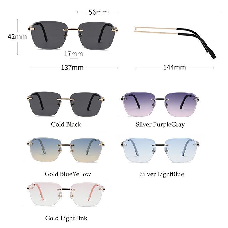 HBK Trend Rimless Square Sunglasses Custom Designer Metal Frame In Blue for Men and Women High Quality Unisex Fashion Glasses