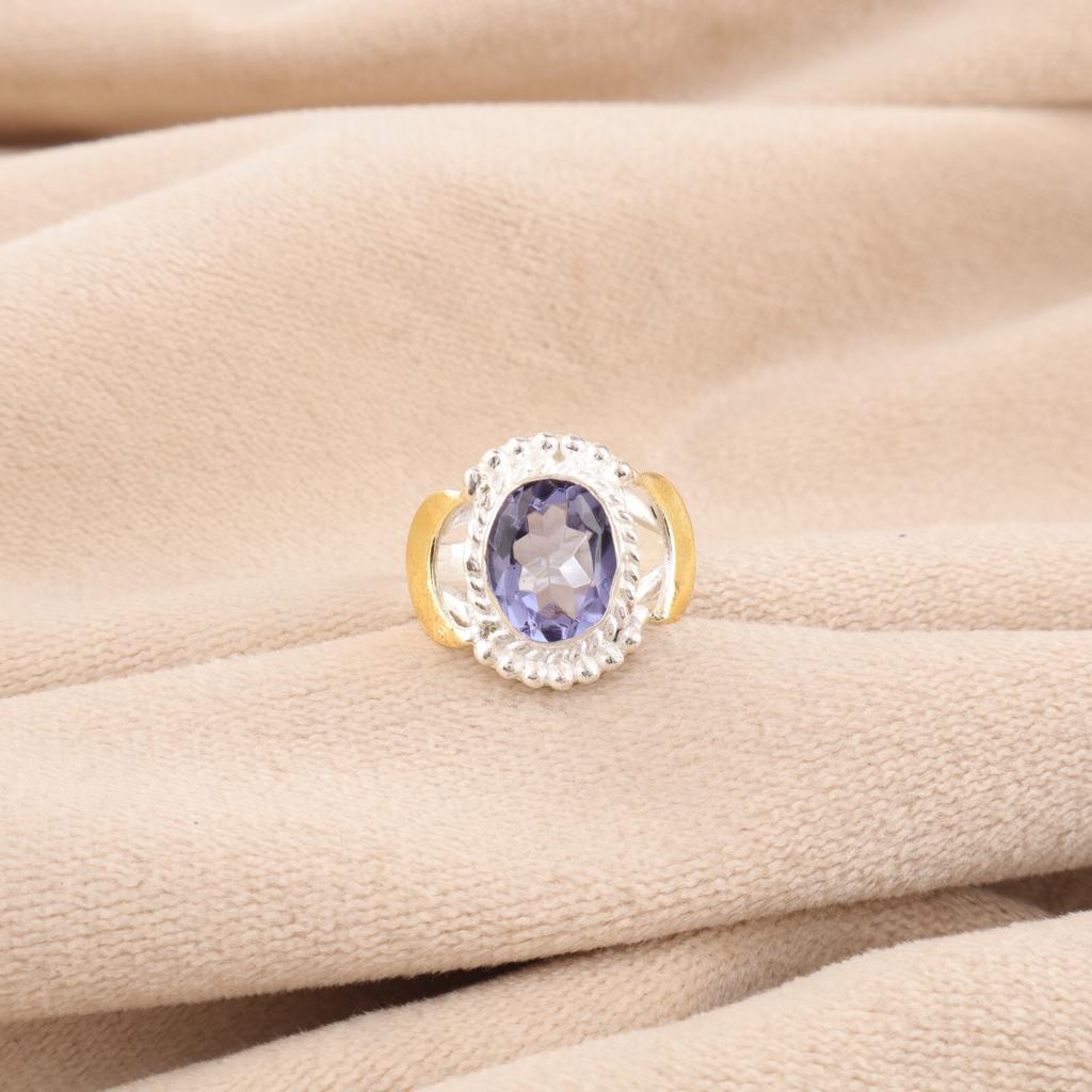 Natural Iolite Gemstone 925 Sterling Silver Jewelry Handmade Ring Gift For Mom RR-61-9