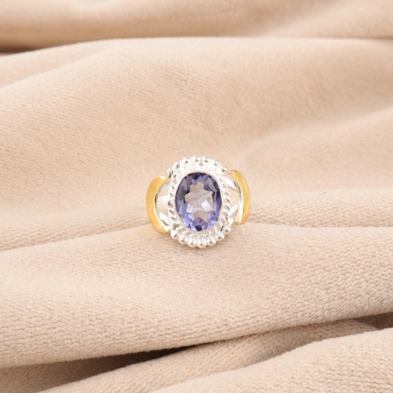 

Натуральный камень иолит 925 стерлинговое серебро ювелирные изделия ручной работы кольцо подарок для мамы RR-61-9 11.25