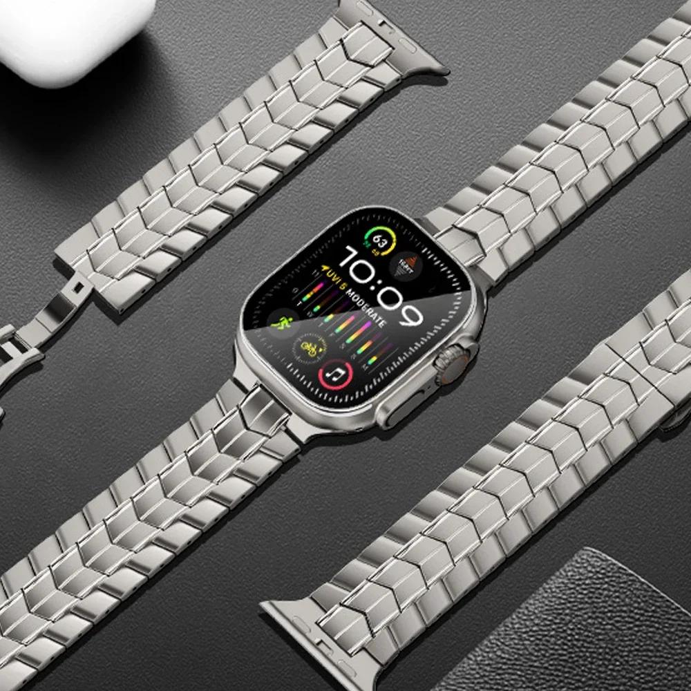Titanium Band for Apple Watch Ultra 2 49mm Series 10 46mm 9 45mm 42 44mm Bracelet Correa Strap for iWatch 10 Ultra 8 7 6 5 4 Se