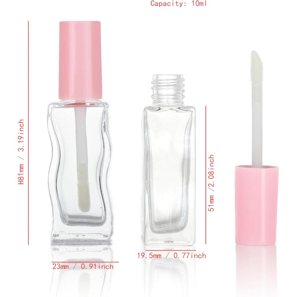 10/ 30 Pcs Pink Empty Glass Lip Gloss Tubes 10ml Lipgloss Tube Container Bottles for Oils Liptin Packing with wand