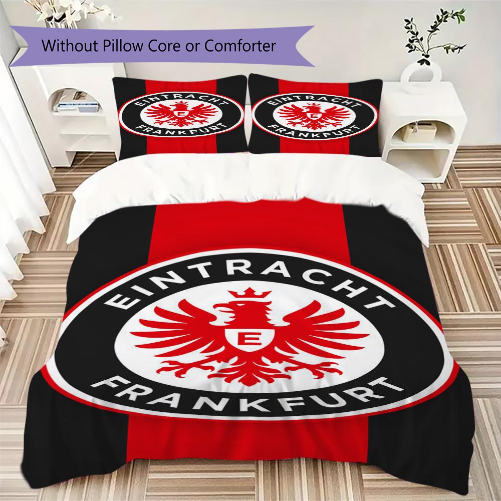 Pościel z wzorem Eintracht Frankfurt Zestaw kołdry Poszewka na kołdrę Poszewka na poduszkę Dekoracja domu Prezent urodzinowy (1 * poszwa na kołdrę + 2 * poszewki na poduszki bez rdzenia)