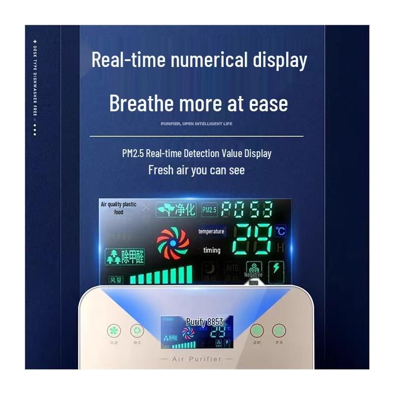 Home Air Purifier with Negative Ion Sterilization and Large Volume Dust & Smoke Removal