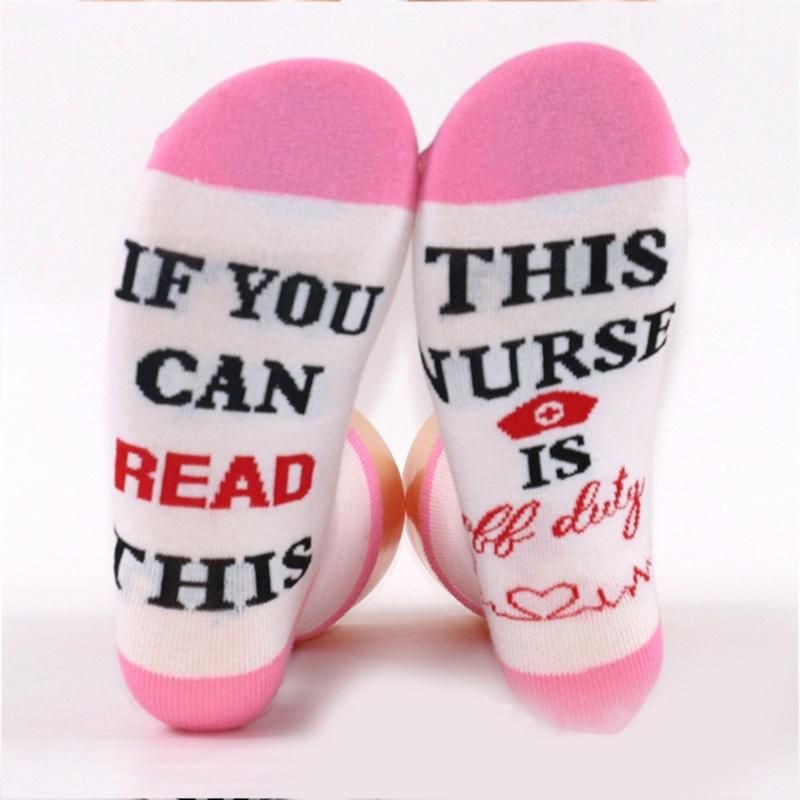1 Pair Nurse Socks Novelty If You Can Read This Offduty Letters Jacquard Designs Comfortable Breathable Cotton Socks