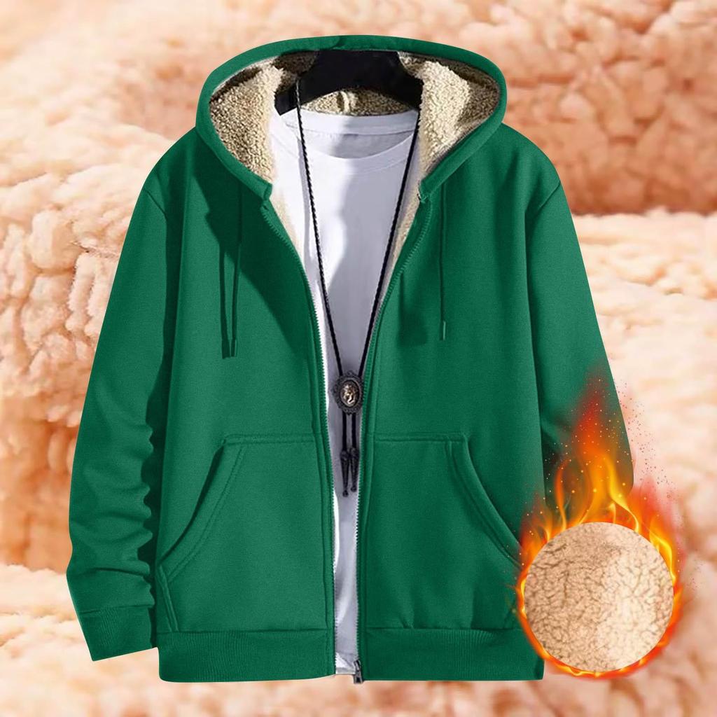 Cappotto invernale caldo da uomo, cardigan in pile di agnello, felpa con cappuccio, giacca spessa, felpa con cappuccio casual, cappotto con cappuccio in peluche