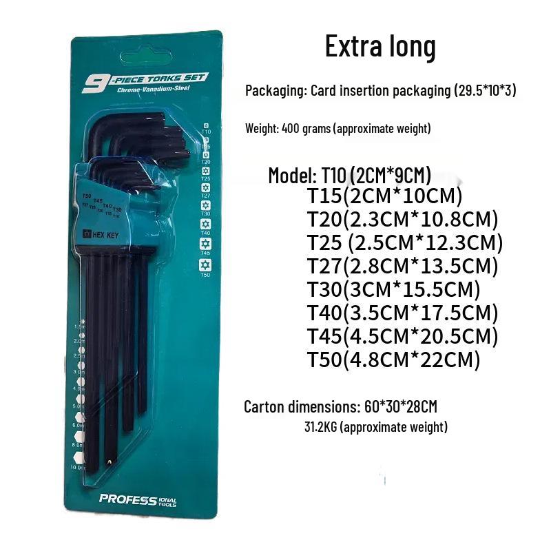 Extended Black Diamond Star T50 Hex Key & 5-Petal Hex Socket Wrench Set