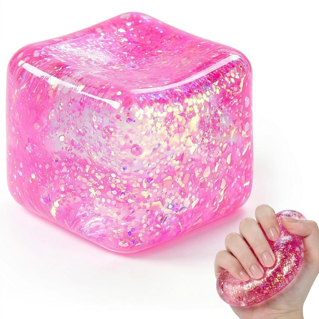 Cubo Aurora Jumbo da 5,5 cm Giocattolo Squishy Maltosio Galassia Glitter Riempito di Zucchero Spremi Ultra Lento Rimbalzante Giocattolo Sensoriale Fidget per Sollievo